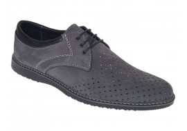 Pantofi barbati perforati din piele naturala - Sport Casual Gri 128GRI